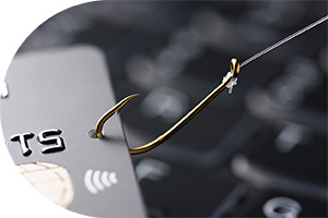 photo of credit card on fish hook